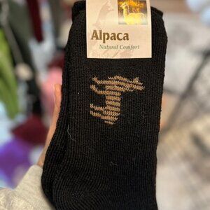 Alpaca Socks with Image Black Boot Socks